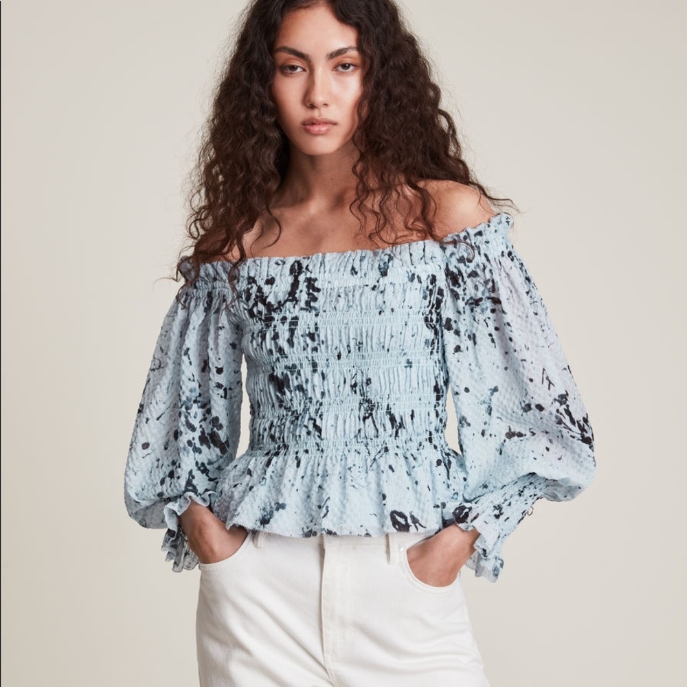 AllSaints Lara Portland smocked top.